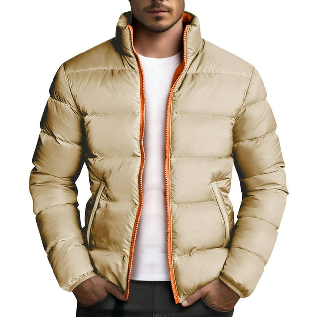 Mens Fleece Jacket, Solid Color Pocket Jacket with Warm Fleece Lining