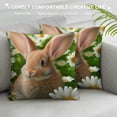 thumbnail image 3 of JEUXUS Daisy Flowers Beige Bunny Short Plush Pillowcase for Car Couch Bedroom White, 3 of 5
