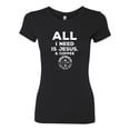 thumbnail image 2 of Wild Bobby, All I Need is Jesus & Coffee Inspirational/Christian Women Slim Fit Junior Tee, Black, Small, 2 of 6