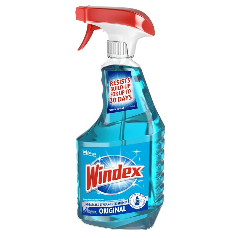 Windex Original Blue Window Cleaner Spray Bottle 23 Oz with Refill Bottle  32 Oz
