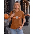 thumbnail image 6 of KimSoong Women Halloween Shirt Plaid Pumpkins Graphic Crew Neck Short Sleeve T-Shirts Tops, 6 of 11