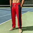 thumbnail image 2 of Mens Color Block Baggy Sweatpants Straight Track Pants Casual Athletic Travel Wine 3XL, 2 of 9