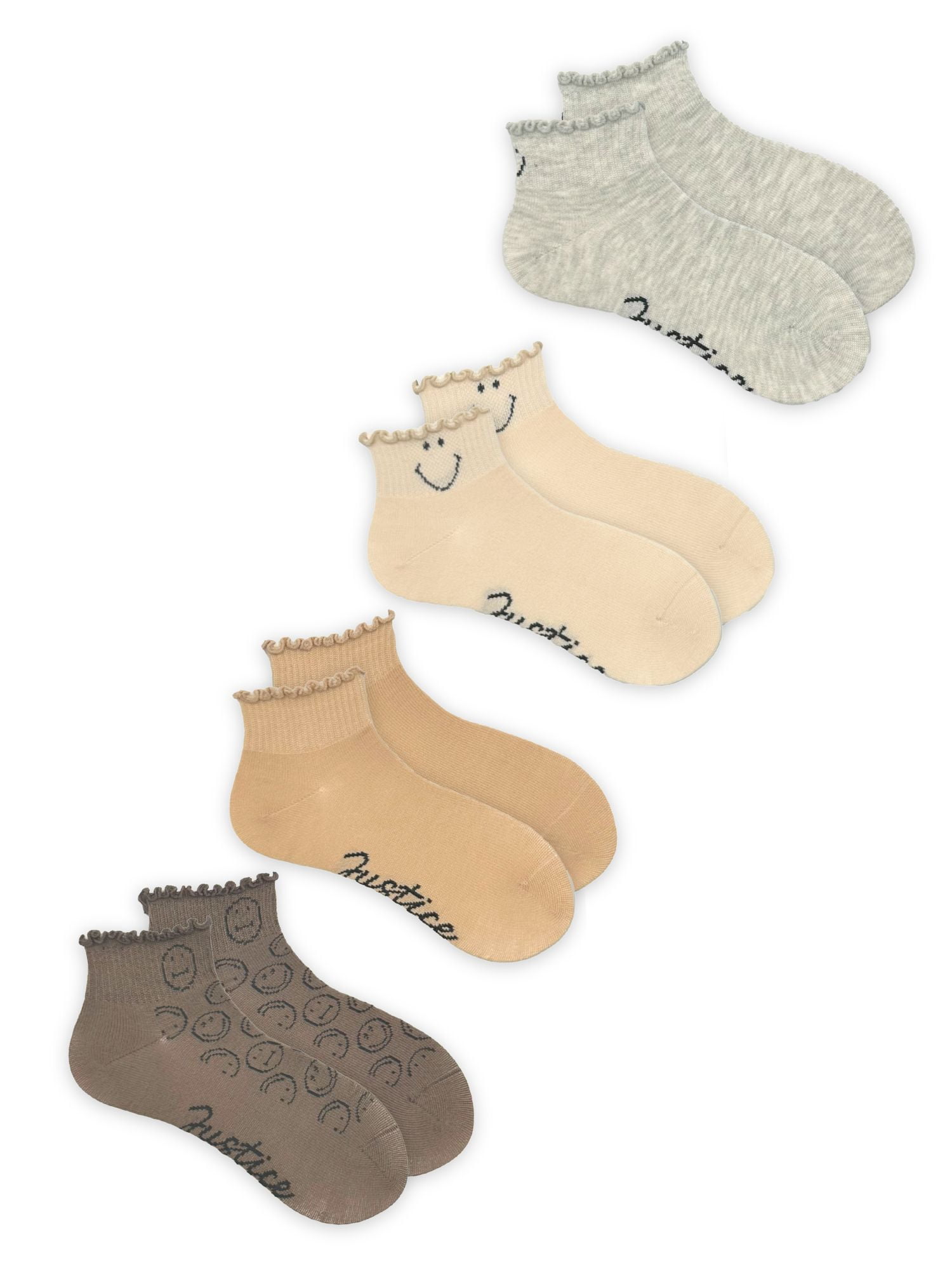 Justice Girls Mid Pearled Boyfriend Socks 4-Pack, Sizes M-L