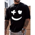 thumbnail image 1 of Men's Casual Trendy Smile Graphic Print Comfortable Crew Neck Short Sleeve T-shirts, Summer Top s Tee For Adult, Men, Women, Teen, Teenager, Adolescent,Youth, 1 of 6