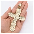 thumbnail image 2 of 4 1/2" Nugget Style Textured Jesus Cross Pendant Unisex Adult 10K Two-Tone Gold 25.52 Gr, GOLDUM NYC, 2 of 8