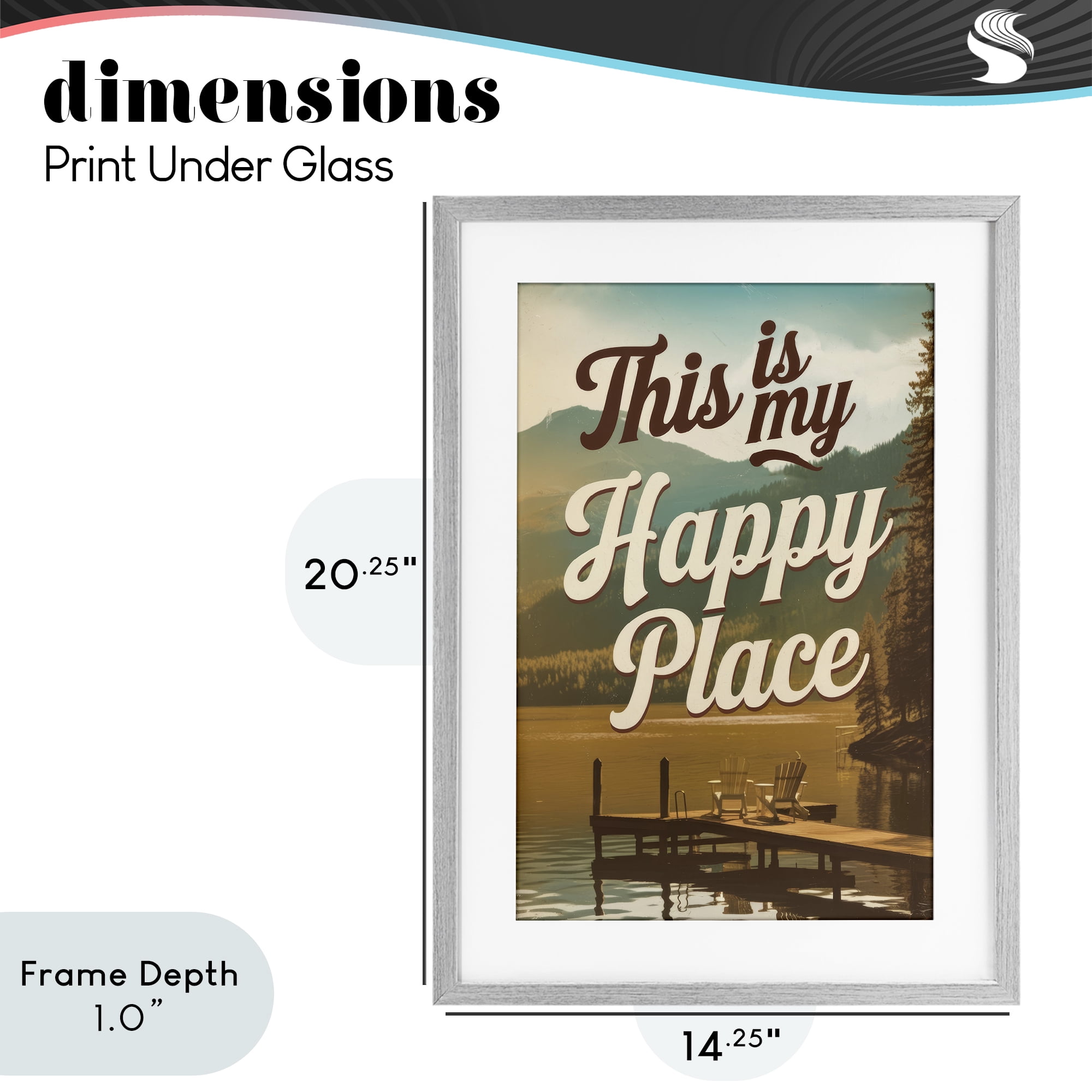 Stupell Industries Vintage My Happy Place Gray Framed Print Under Glass, design by Andreas Magnusson