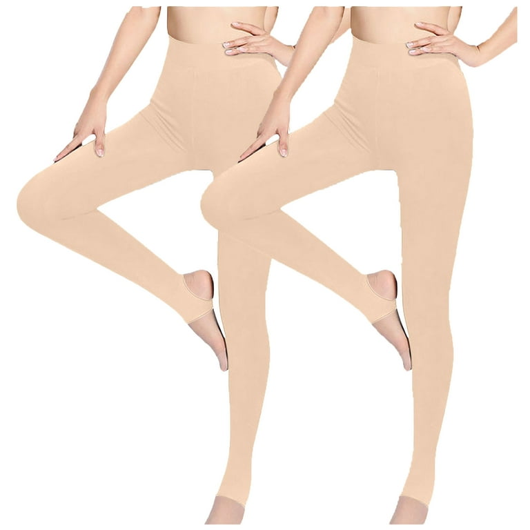 Tights for Women Stirrup Leggings Fleece Lined Nude Opaque Skin Color  Winter Thermal Warm Leggings Stretch Thick Compression