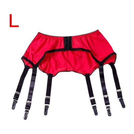 

TureClos Women s Nylon Garter Belt Ladies Sexy Thigh-Highs Stockings Suspender G-string Set Black