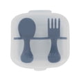 thumbnail image 4 of Grabease Juego de 2 Cubiertos Cuchara y Tenedor de Alimentación , 7+ Meses, Ergonómicas, Libre de BPA, Azul Marino, 4 of 5