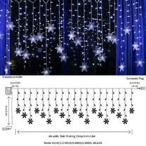 Leodye 13ft/4M 96 LED Snowflake Curtain String Lights Plug-in Memory Window Lights with 8 Modes for Christmas, Wedding, Party,Wall, Home Decorations