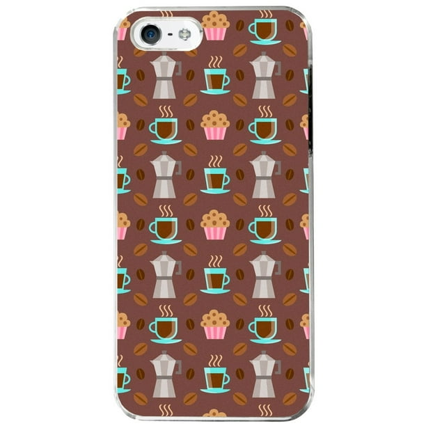 Image Of Pattern Of Coffee And Muffins On Brown Apple Iphone 5 5s Clear Phone Case Walmart Com Walmart Com