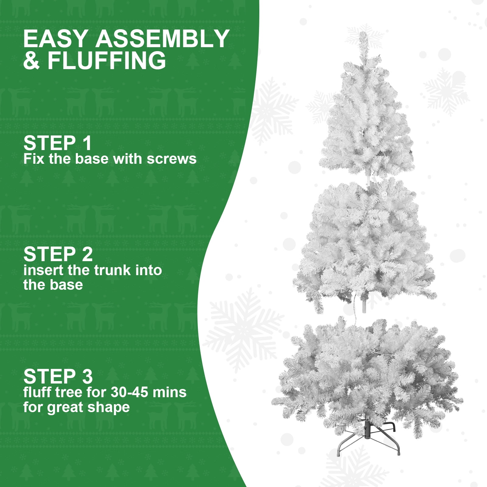 Euroco 9ft White Christmas Tree with Memory Wire, 1910 Tips Hinged Artificial PVC Tree, Easy Assembly Holiday Xmas Tree for Indoor Decor (Ornaments Not Included)