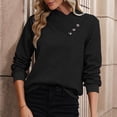 thumbnail image 2 of ABATAB Women's Button Ruched V Neck Tops Casual Long Sleeve Blouse Loose Fit Solid Color Pullover Sweatshirts Ladies Fashion(X-Large,Black), 2 of 5
