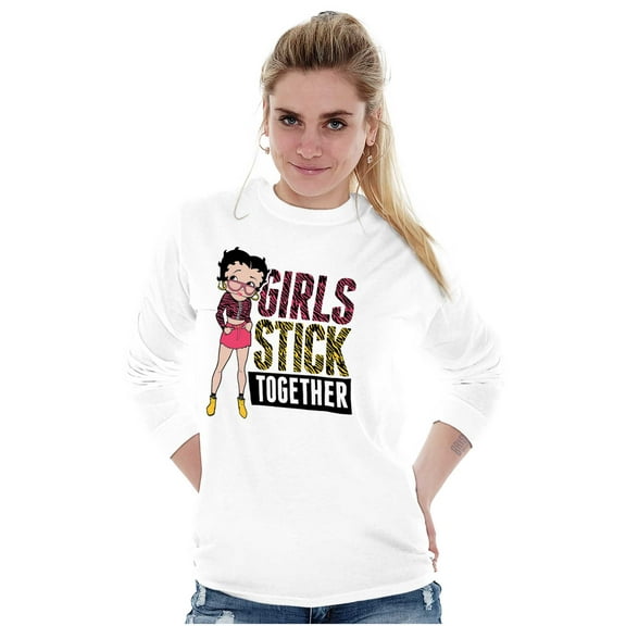 Betty Boop Girl Power Stick Together Women Plus Size Long Sleeve Tee Brisco Brands 2X