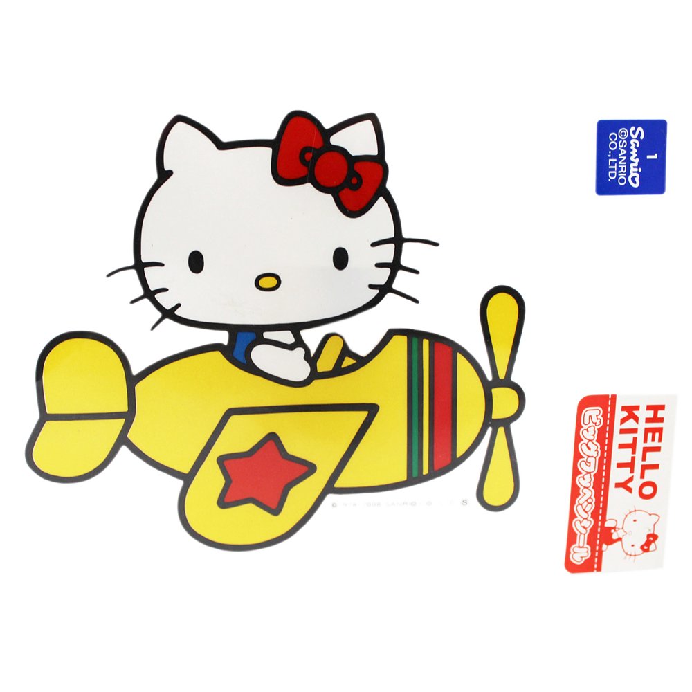 Hello Kitty Airplane Pilot Vinyl Window Decal