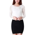 thumbnail image 1 of Top De Encaje Con Bordado De Flores Allegra K mangas largas transparentes Para Mujer Blanco XS, 1 of 4