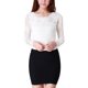 thumbnail image 1 of Top De Encaje Con Bordado De Flores Allegra K mangas largas transparentes Para Mujer Blanco XS, 1 of 4