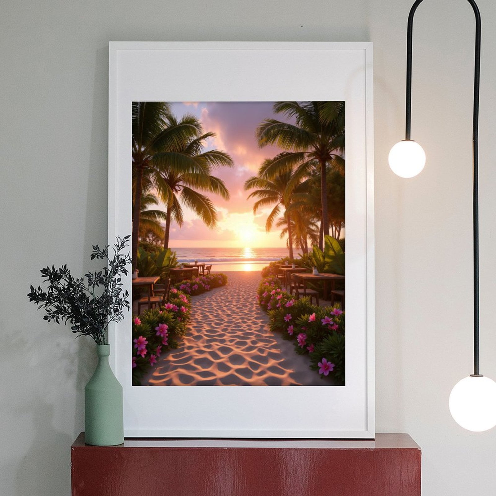 Diamond Art Kit for Adults, Sunset Beach Path Palm Trees Diamond Painting for Adults Beginners, DIY Diamond Art Painting Kits, 5D Diamond Painting Crafts for Home Decor 12x16 Frameless