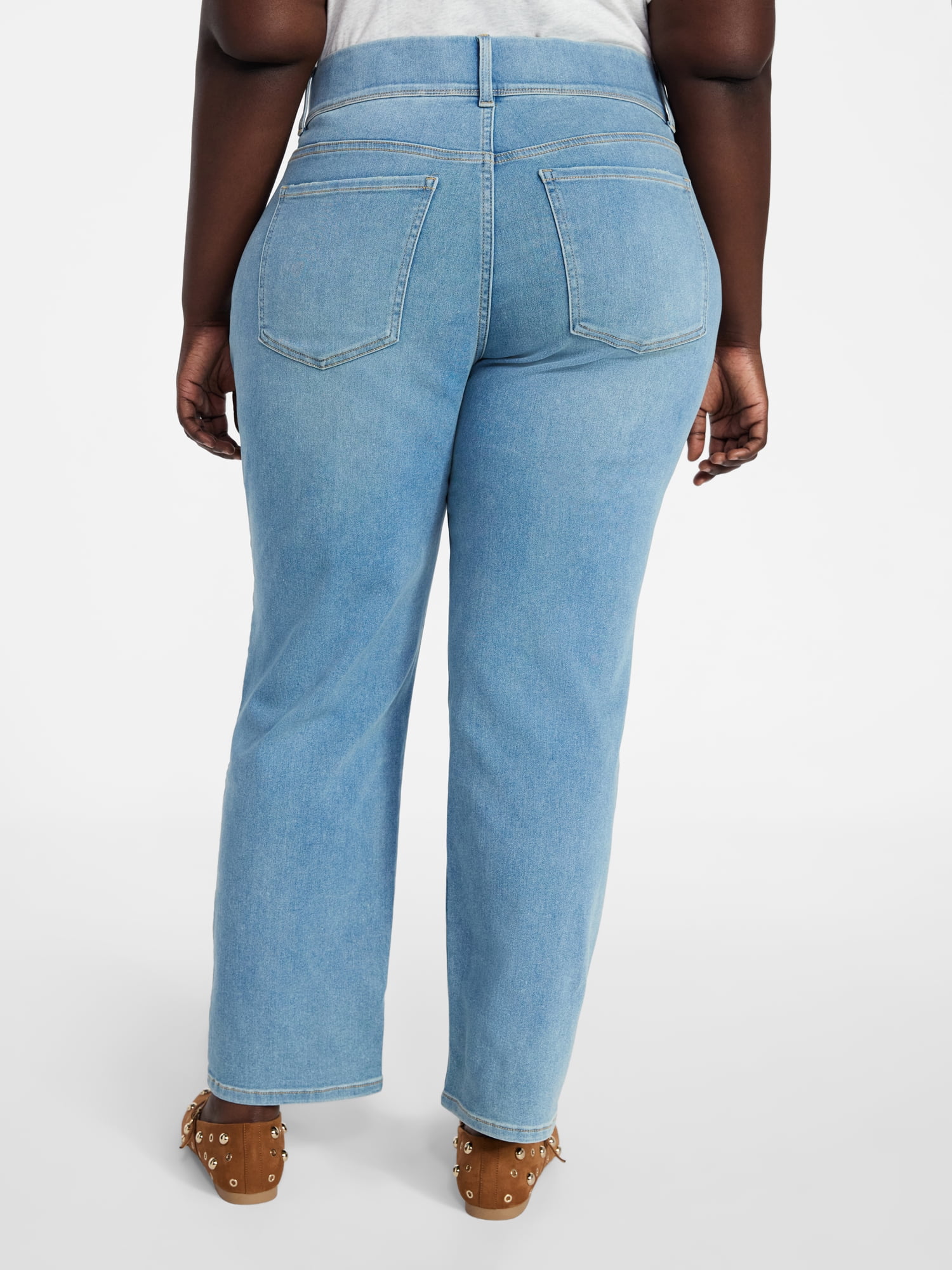 Terra & Sky Women's Plus Size Pull On High Rise Straight Leg Jeggings, 29" Inseam, Sizes 0X-4X