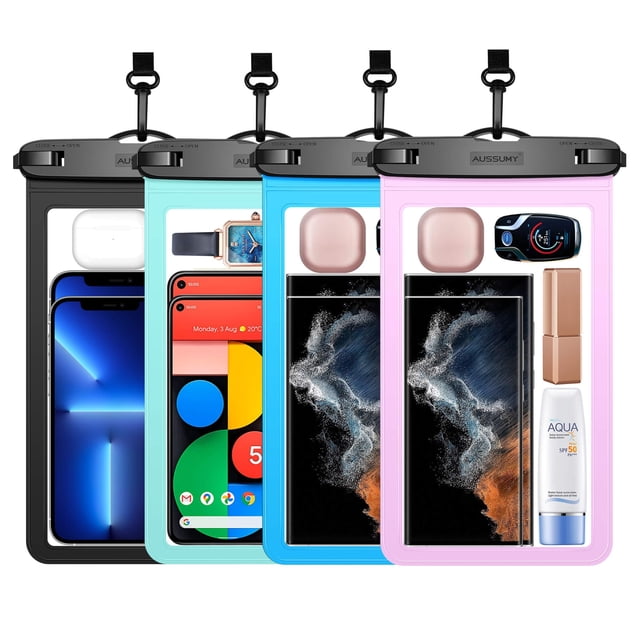 Funda impermeable para teléfono Aussumy de 10.5 pulgadas, grande, paquete de 4