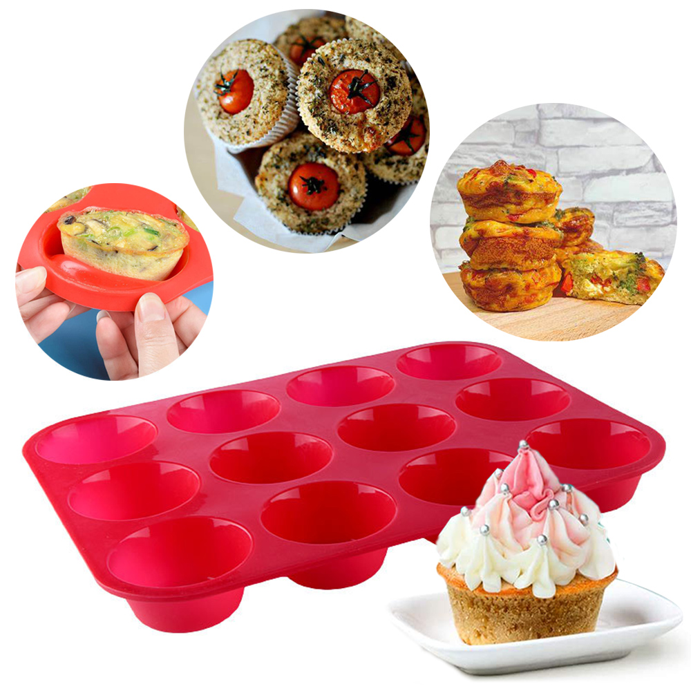 2 Pack 12Holes Muffin Pan Silicone Cupcake Molds Cupcake Pan Baking