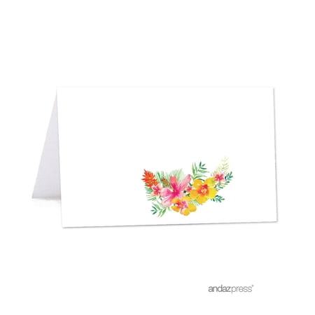 Koyal Wholesale Tropical Floral Garden Party Wedding Table Tent Place Cards, 20-Pack