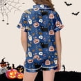 thumbnail image 4 of Weebloom Toddler Girl'S Halloween Pajamas Set Silk Satin Cute Graphic Short Sleeve Button Up Tops And Shorts Summer Fall 2 Piece Set Pjs Jammies, 4 of 5
