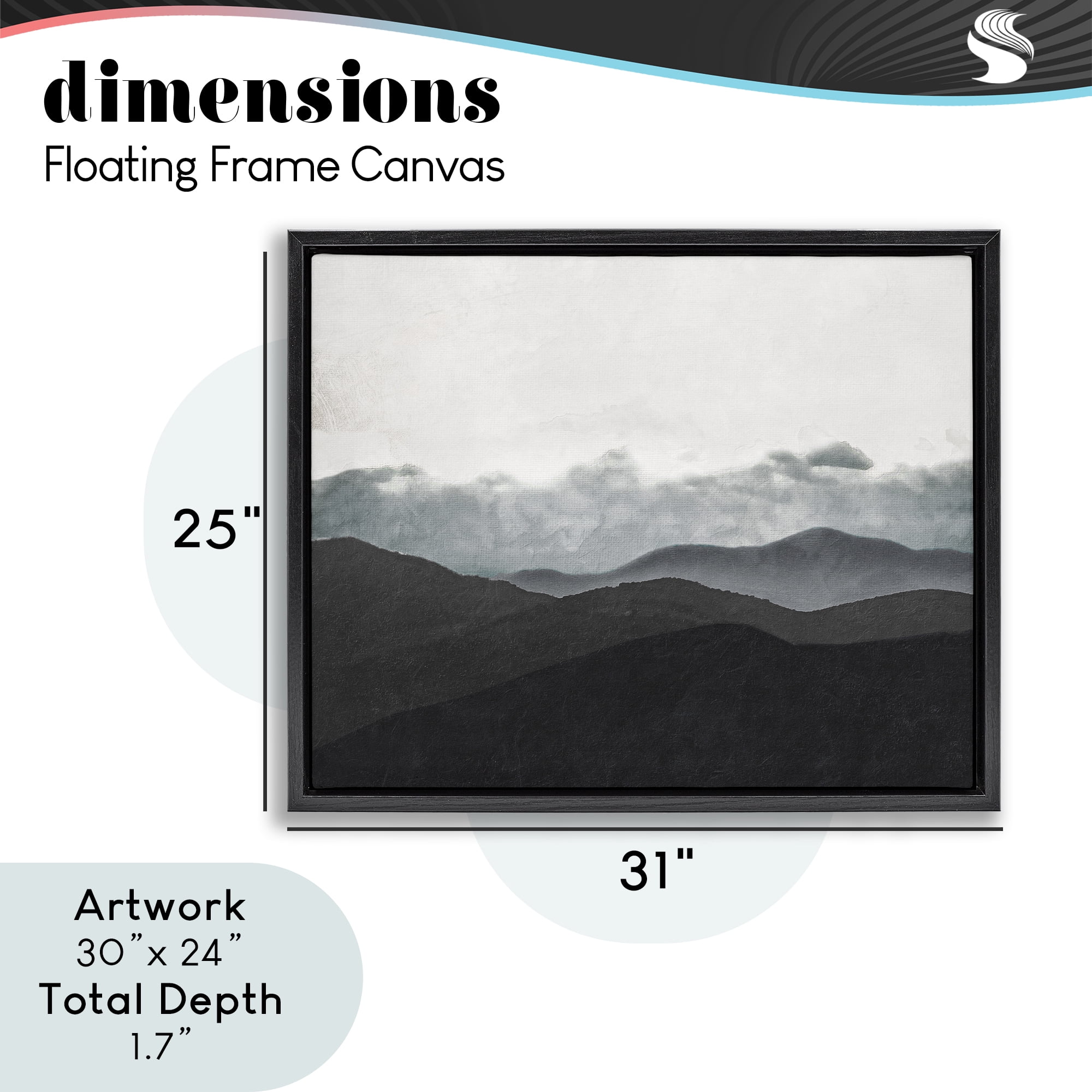 Stupell Industries Layered Foggy Hills Black Framed Floater Canvas Wall Art, design by Elizabeth Medley