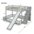 thumbnail image 5 of Bellemave Twin Over Full Bunk Bed with Slide and Stairs, Wood Low Bunk Bed with Fence and Door, Floor Bunk Bed Twin Over Full Size for Teens（Gray), 5 of 8