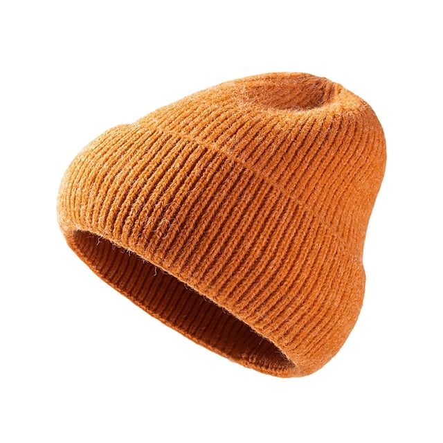 Orange Mens Warm Knitted Hat With Thick Velvet Versatile Ear Protection No Brims For Outdoor Use In Orange Adjustable Size Comfortable And Warm For Winter Activities