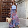 thumbnail image 2 of Falda larga con estampado floral estilo bohemio de TEELYNN para mujer, falda larga de verano con cintura elástica y borlas estilo vintage, 2 of 4