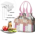 thumbnail image 4 of Pioneer Flower Drawstring Lunch Bag Women - Drawstring Lunch Bag Insulated for Work Office - Stain-Resistant Large Lunchbags for Women with Multi-Pockets, 4 of 6