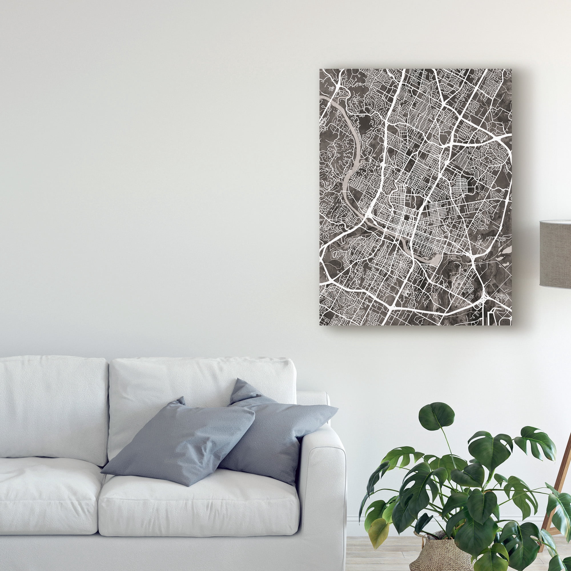 Trademark Fine Art 'Austin Texas City Map Black' Canvas Art by Michael Tompsett