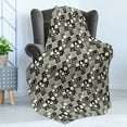 thumbnail image 4 of Geometrical Soft Flannel Fleece Blanket, Boho Style Tribal Abstract Squares Triangles Aztec Contemporary Art Deco Like, Cozy Plush for Indoor and Outdoor Use, 70" x 90", Grey Cream, by Ambesonne, 4 of 5