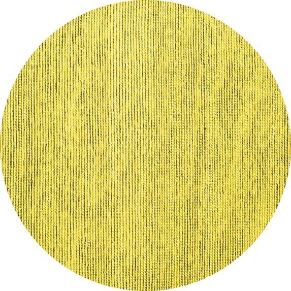 Ahgly Company Machine Washable Indoor Round Abstract Yellow Contemporary Area Rugs, 4' Round