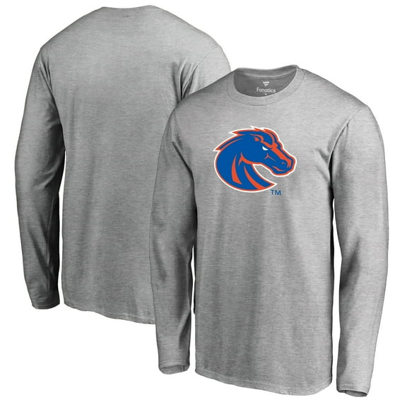 Men's Ash Boise State Broncos Primary Logo Long Sleeve T-Shirt