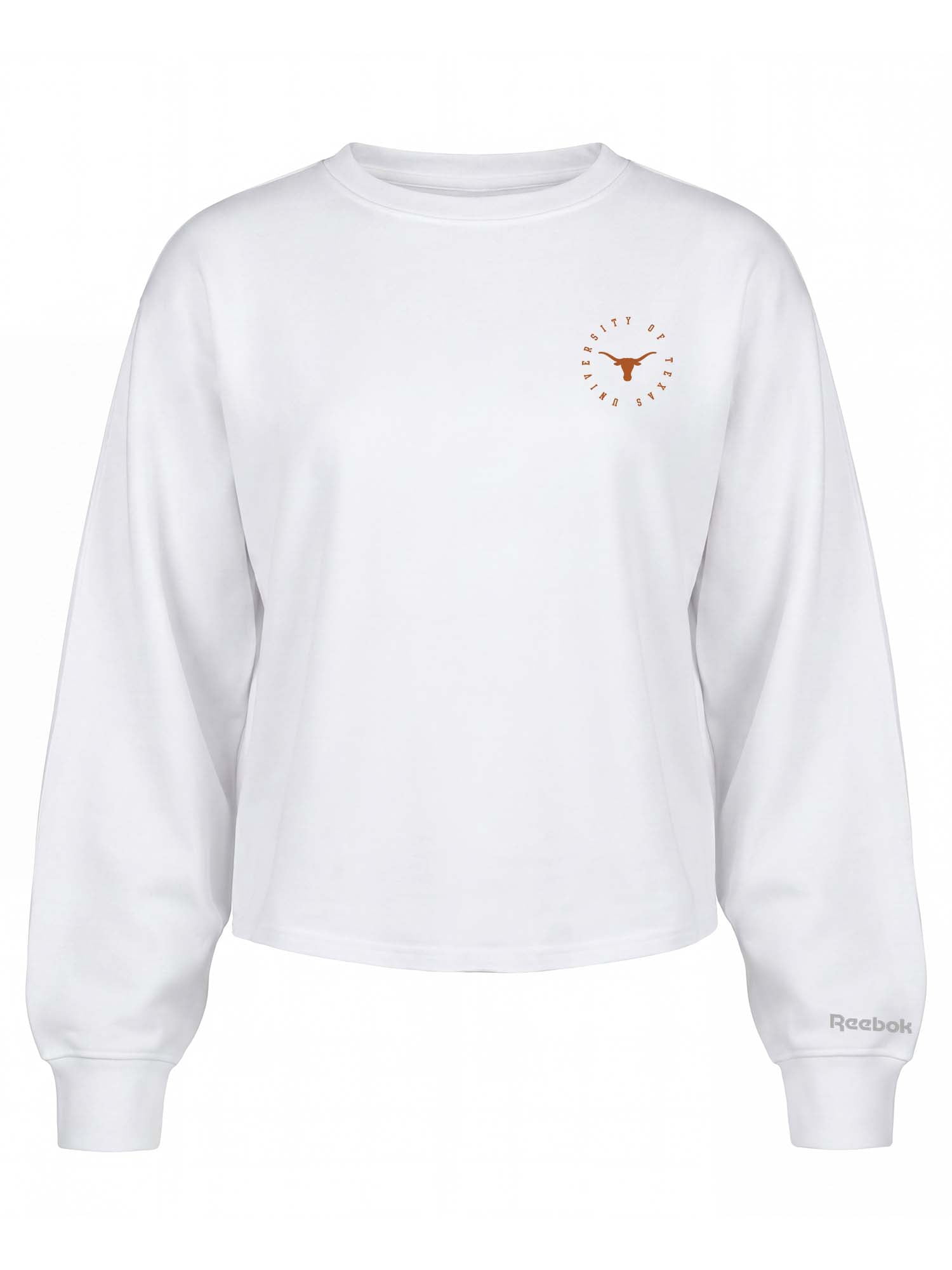 Texas Longhorns Reebok Womens White Heavyweight Cotton Long Sleeve Pullover