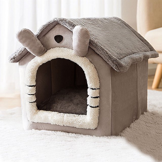 Cute Cusion Kennels PP Cotton Soft Puppy House Medio cerrado Suministros para mascotas plegables FLhrweasw Nuevo
