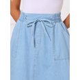 thumbnail image 5 of DARING DIVA Women's Denim A-Line Flare Midi Jean Skirt with Pockets M Light Blue, 5 of 7