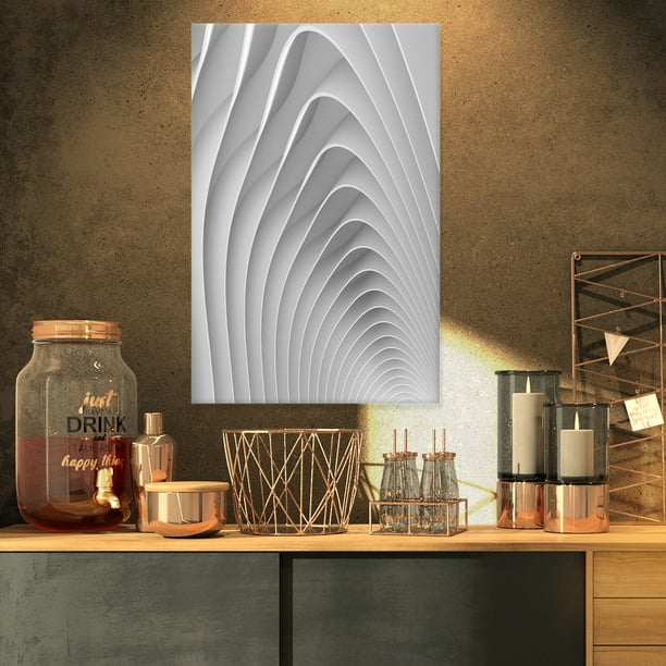 Fractal Bulgy White Vagues 3D - Toile Contemporaine Art Imprimer