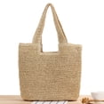 thumbnail image 3 of Guardurnaity Bolso Tote De Gran Capacidad Con Cremallera Summer Essentials Bolso De Hombro Para Mujer Bolso De Paja Hecho A Mano color crema Type3 NO3, 3 of 6