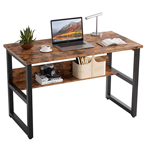 IRONCK Industrial Computer Desk 47" with Bookshelf, Office Desk