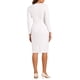 thumbnail image 3 of Vestido de cuerpo ajustado peplum para mujer, de manga larga, cuello redondo, cintura alta, midi, vestido de trabajo, blanco, talla S, 3 of 6