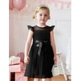 thumbnail image 3 of Arshiner Toddler Dress Girls Summer Ruffle Sleeve Mesh A Line Formal Party Tulle Dresses with Pockets Black, 3 of 7