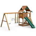Gorilla Playsets Navigator Wooden Swing Set with Monkey Bars, Builtin Picnic Table, and Swing