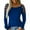 Blue, variant on Casual Tops Shirts for Women Long Sleeve Neck Hollow-Out Studded T Shirts Tee Shirts