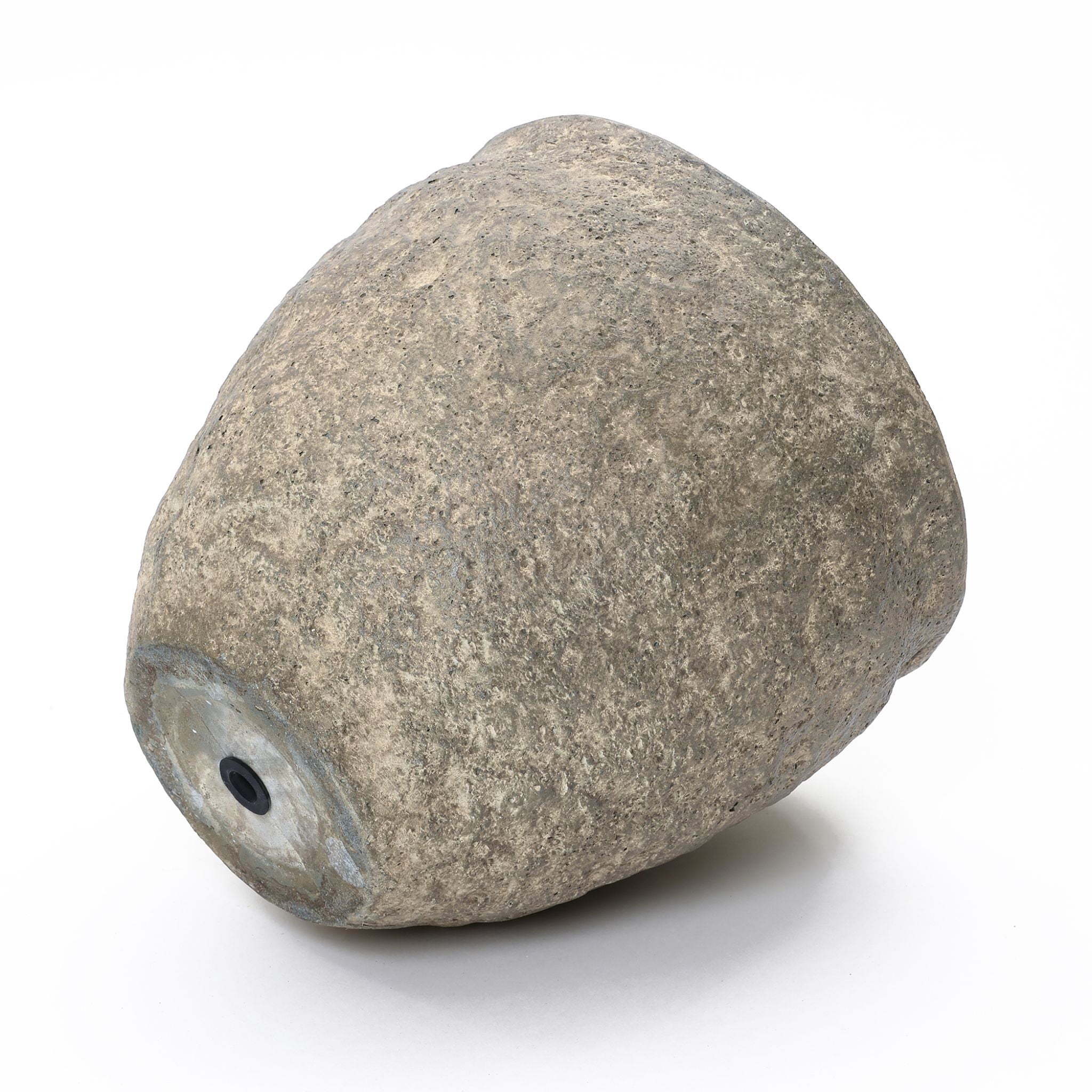 LuxenHome Weathered Earthstone Green Round Planter, 12.4" Round, Textured Concrete Pot