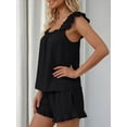 thumbnail image 4 of Womens Pajama Set 2 Piece Summer Sleepwear Ruffle Tank Top and Shorts Cute Bridal Lounge Outfit, 4 of 7
