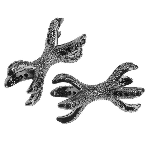 2 piezas de micropedrería en forma de garra de águila, conectores para pulsera, color negro Negro metálico