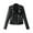 Black, variant on Women's Faux Leather Motorcycle Jacket - Zip-Front Casual Outerwear Yellow, L